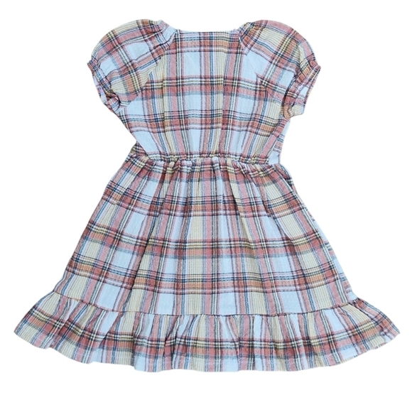 Nicole Miller Girls Woven Plaid Dress Short Sleeve Half Button Down Size 2T - Picture 4 of 12